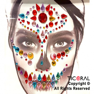 BRILLITOS AUTOADHESIVOS PARA ROSTRO FACE ART DECO MULTICOLOR X 1 UNIDADES